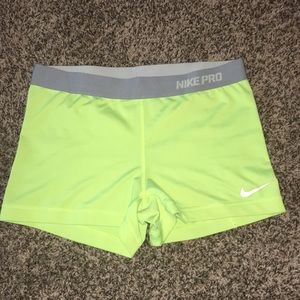 Neon yellow nike spandex shorts